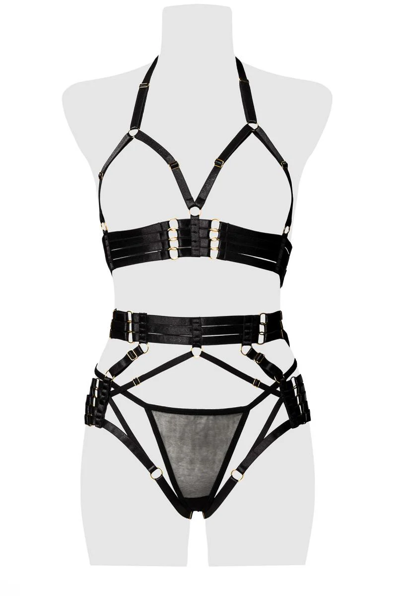 Grey Velvet Harness Erotic Set - Image 5