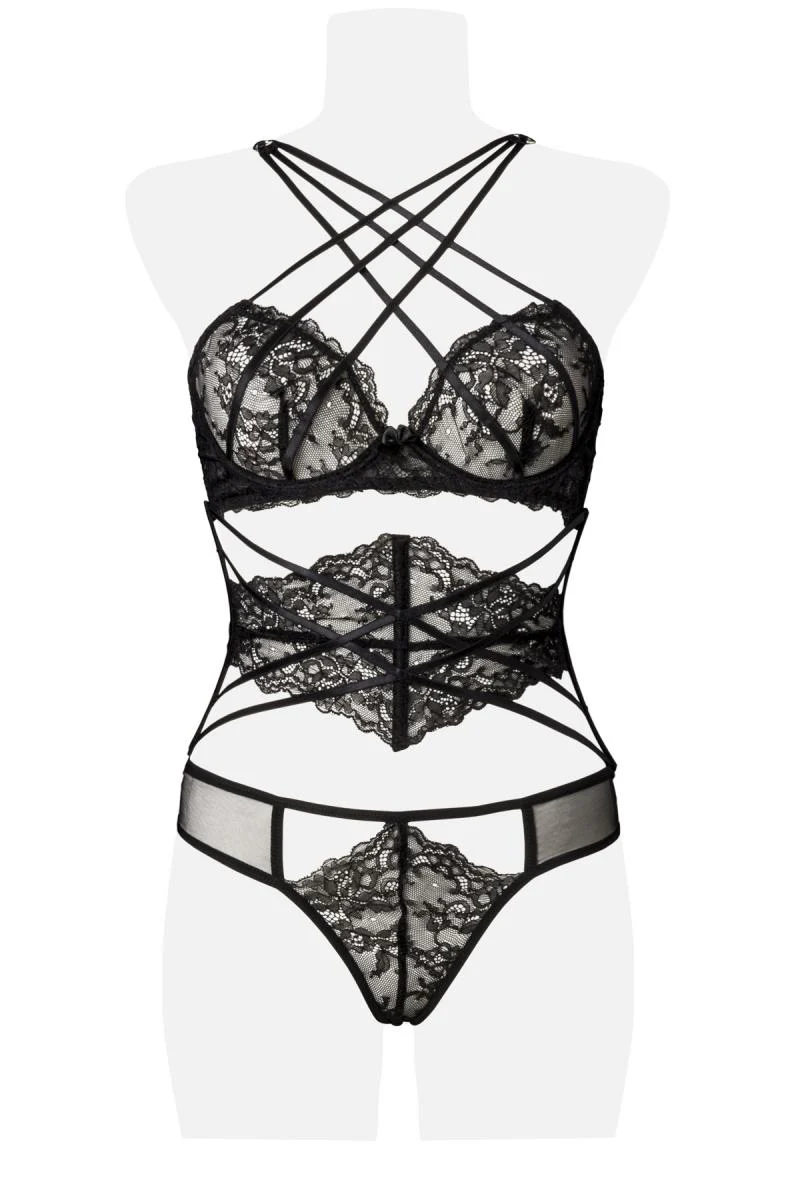Grey Velvet Three-Part Lingerie Set - Image 7