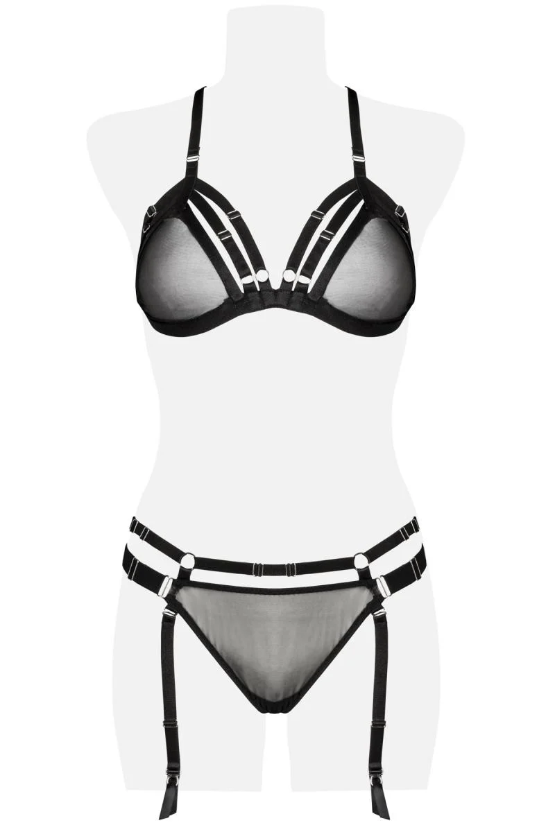 Grey Velvet Two-Part Garter Bandage Set - Image 5