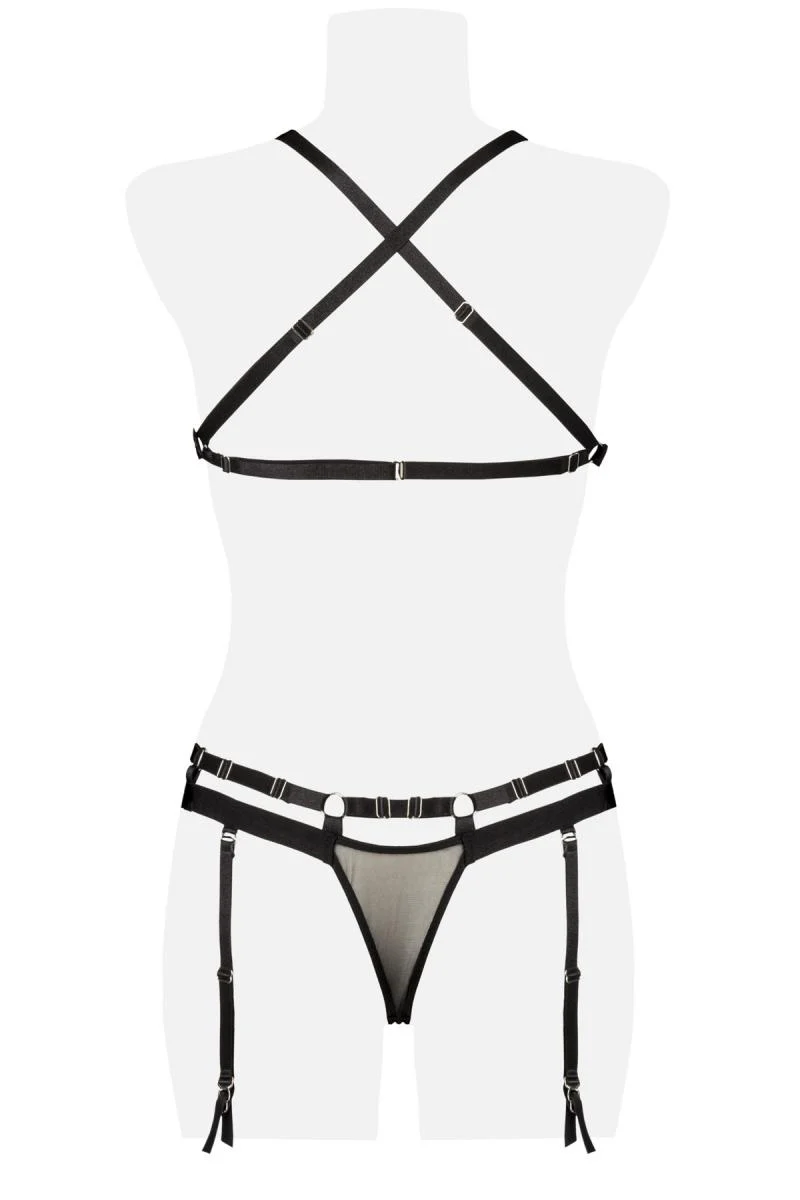 Grey Velvet Two-Part Garter Bandage Set - Image 6