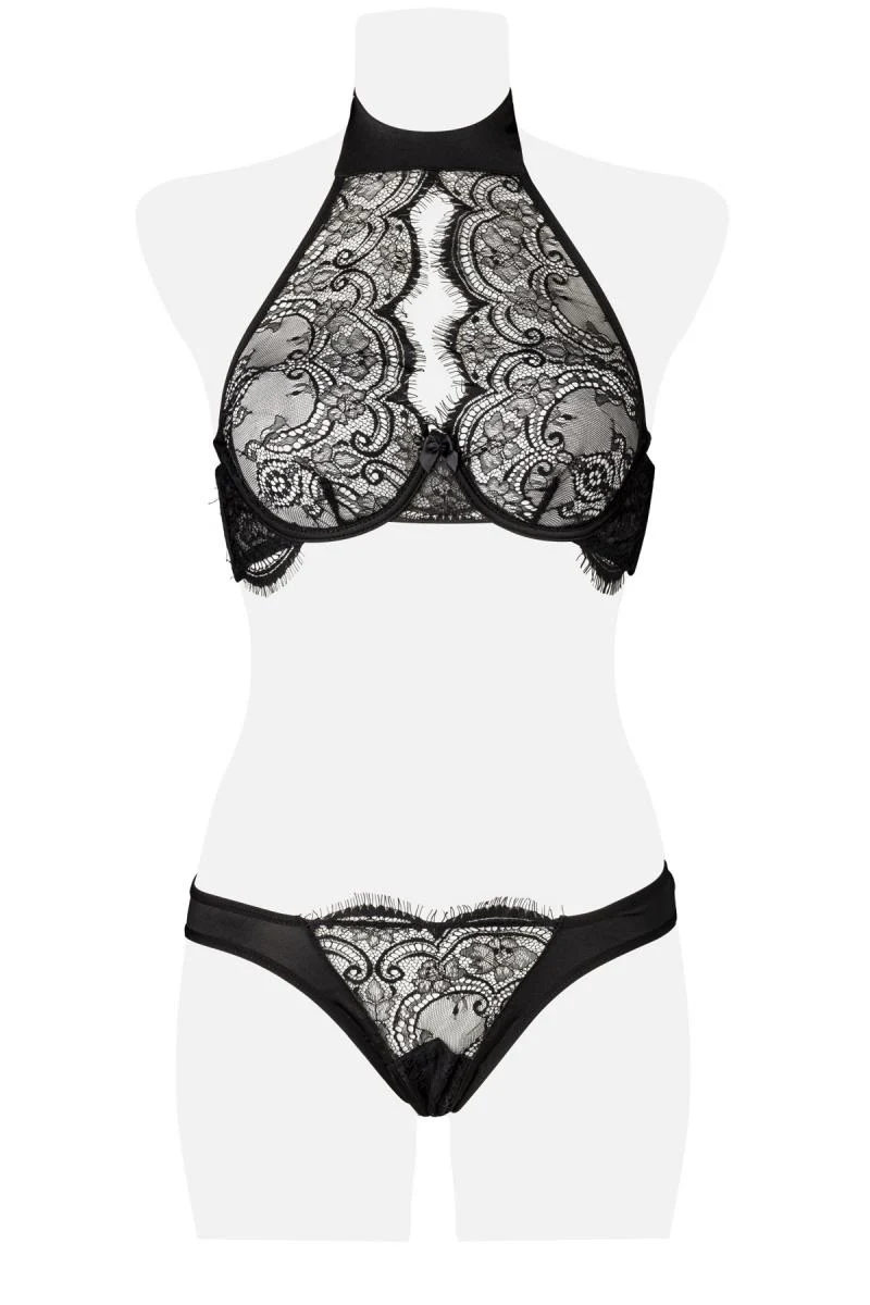 Grey Velvet Two-Part Neckholder Bra Set - Image 6