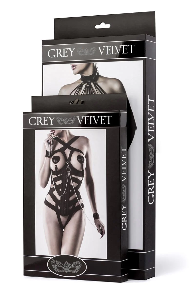 Grey Velvet Two-Part Neckholder Bra Set - Image 8