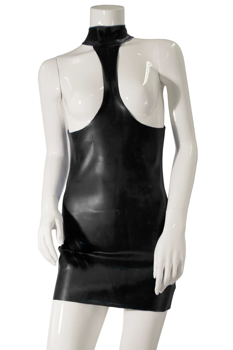 Guilty Pleasure Datex Black Collared Exposure Dress (XL) - Image 6
