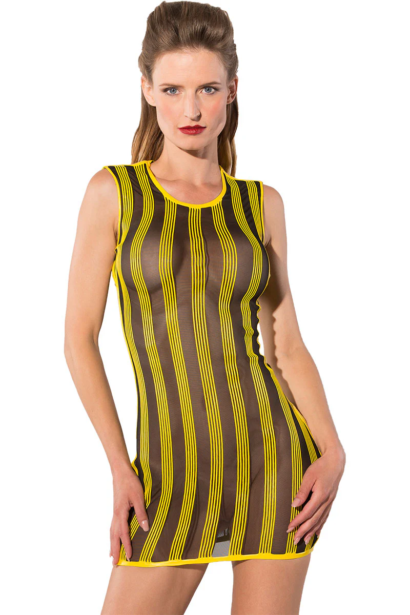 Guilty Pleasure Yellow Striped Datex Dress - Image 4