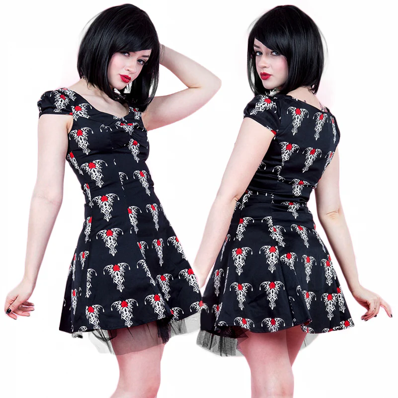 H&R London Black Tribal Tattoo Mini Dress UK10, UK14 - Image 4