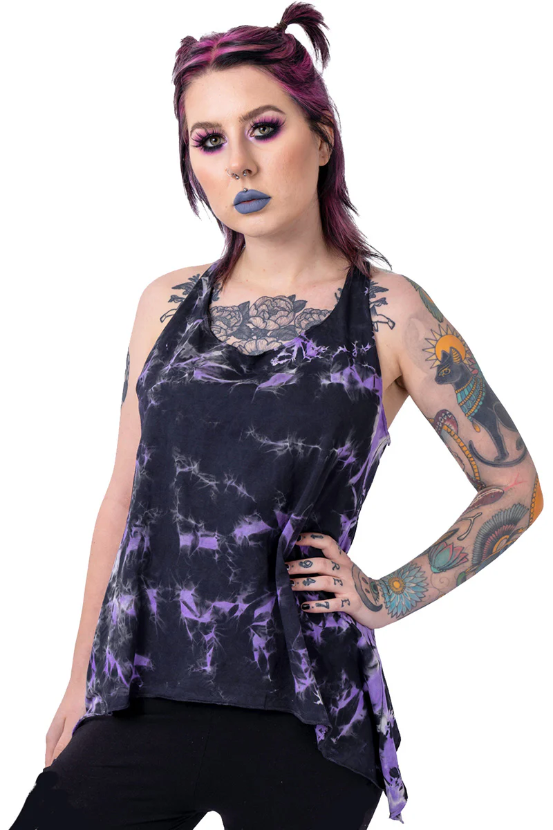 Innocent Black/Purple Tye Knot Top (M, L)