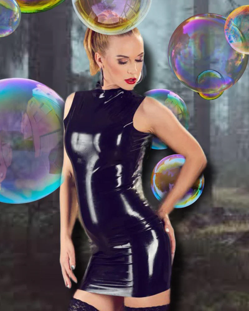 LATE-X Black Latex Dress - Image 2