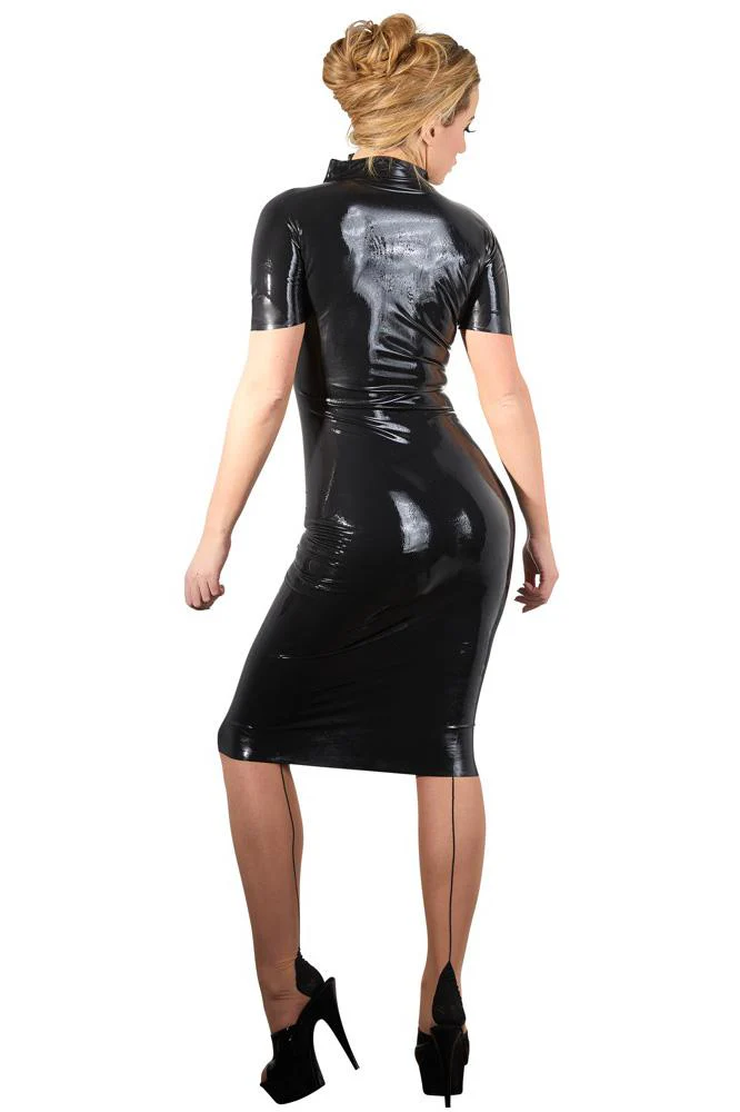 LATE-X Black Latex Dress - Image 4