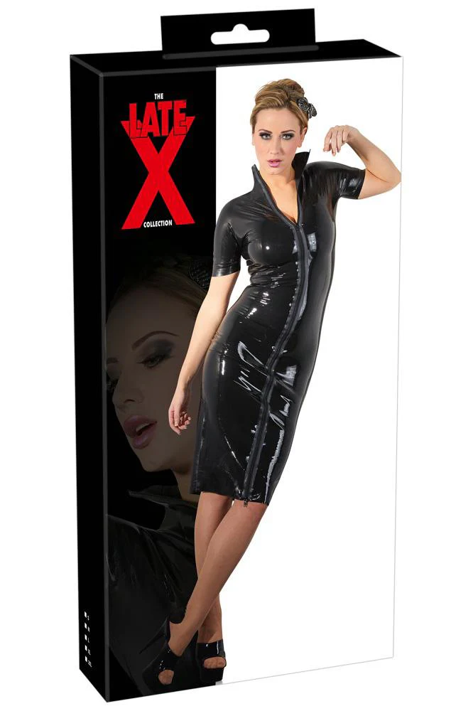 LATE-X Black Latex Dress - Image 5