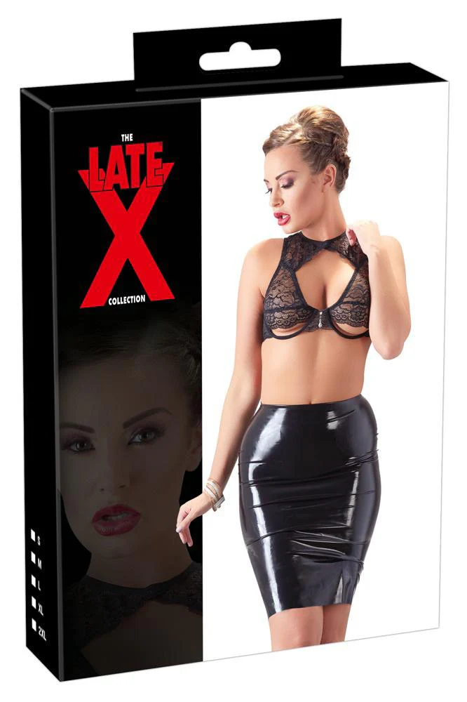 LATE-X Ladies Black Latex Skirt - Image 6