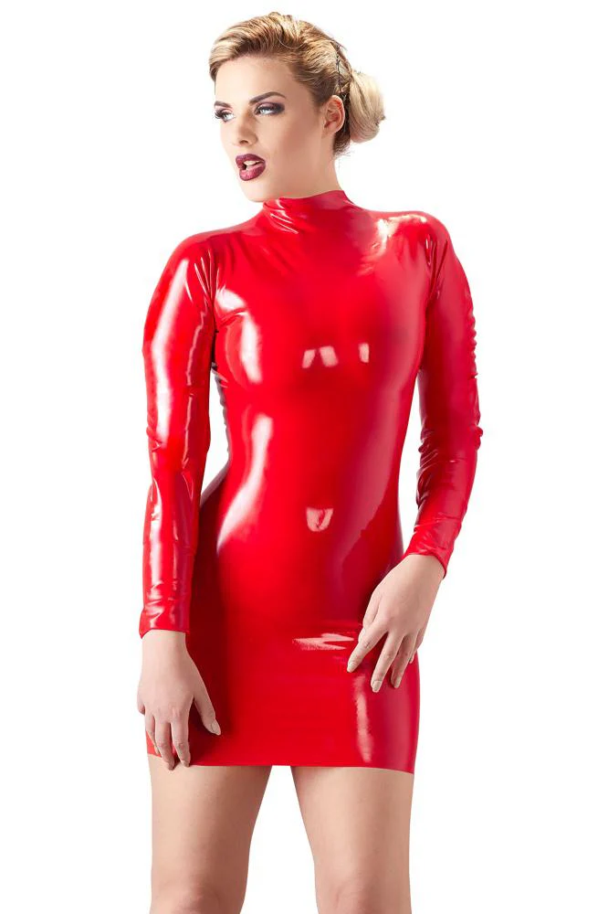 LATE-X Latex Mini Dress Red - Image 2