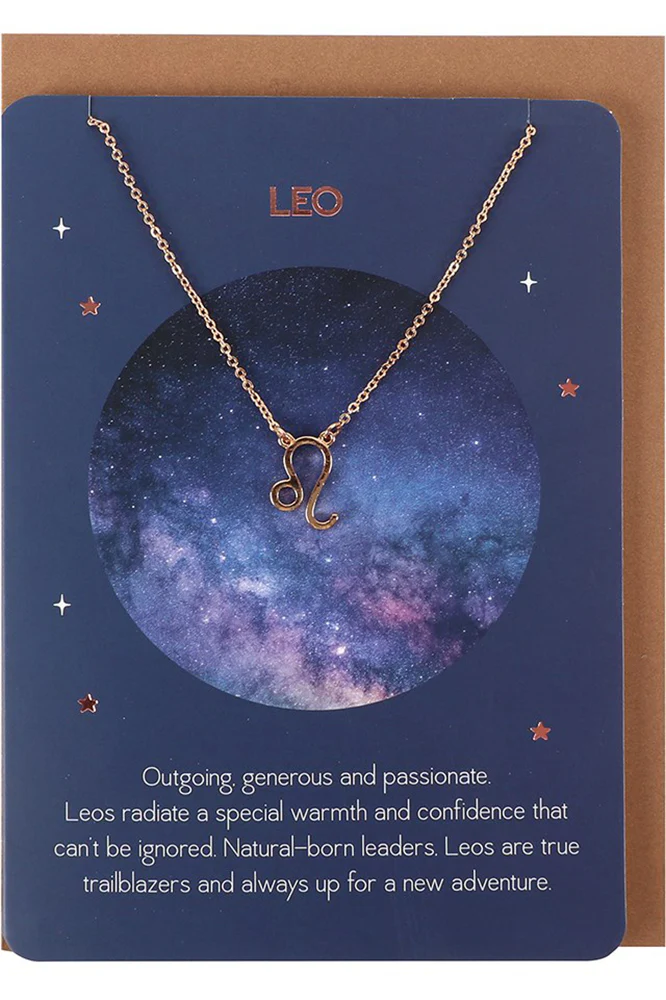 Leo Zodiac Necklace Card