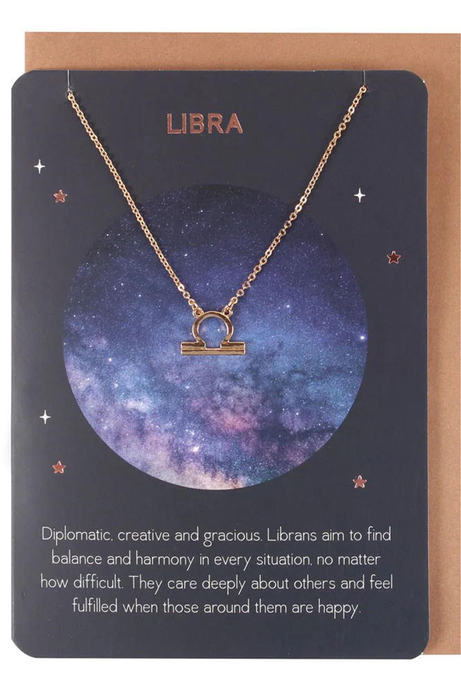 Libra Zodiac Necklace Card