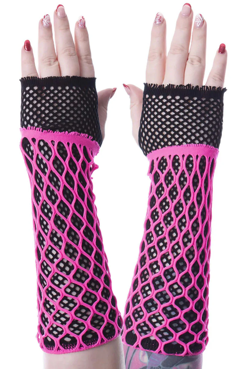 Lolita Mesh Glove Pink/Black