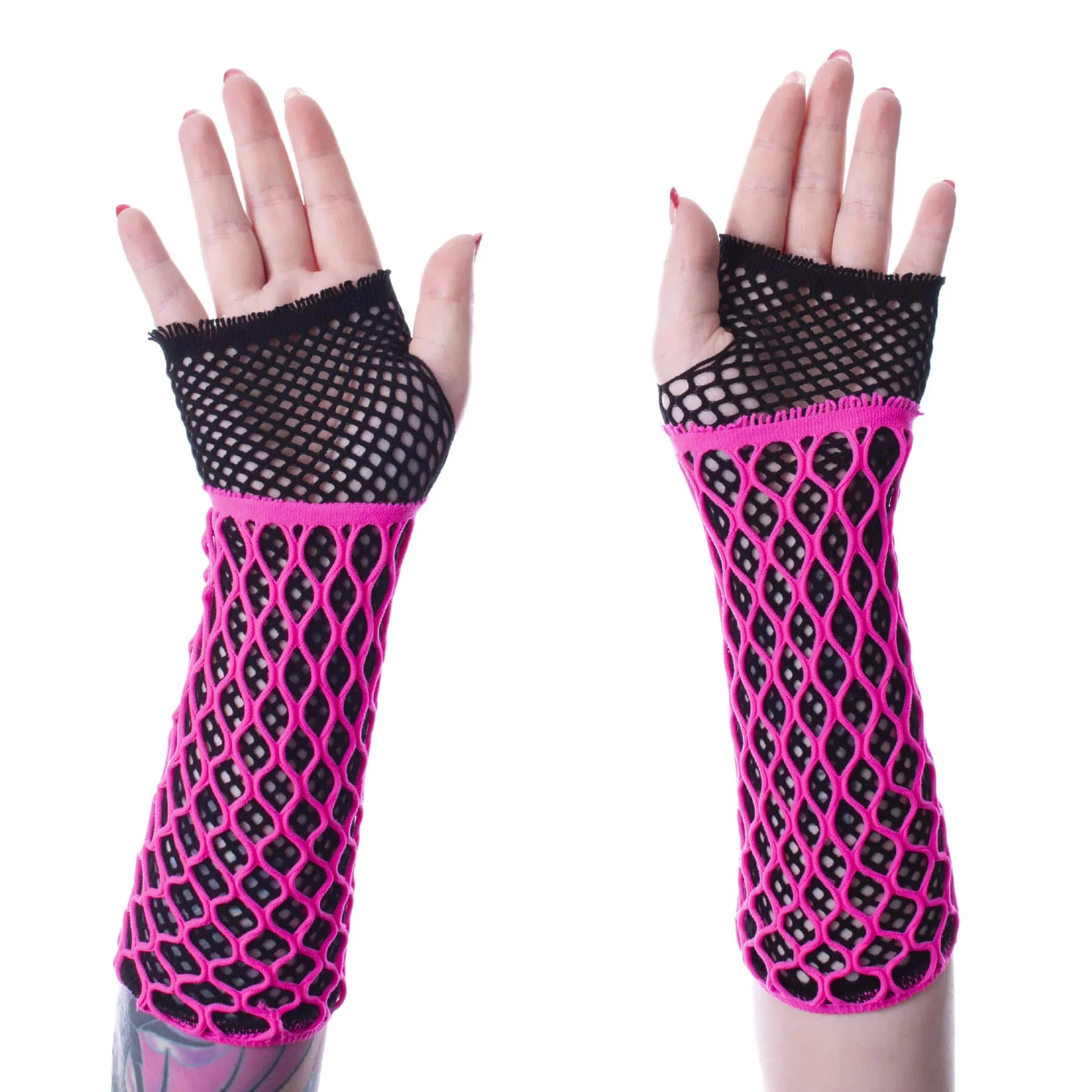 Lolita Mesh Glove Pink/Black - Image 3