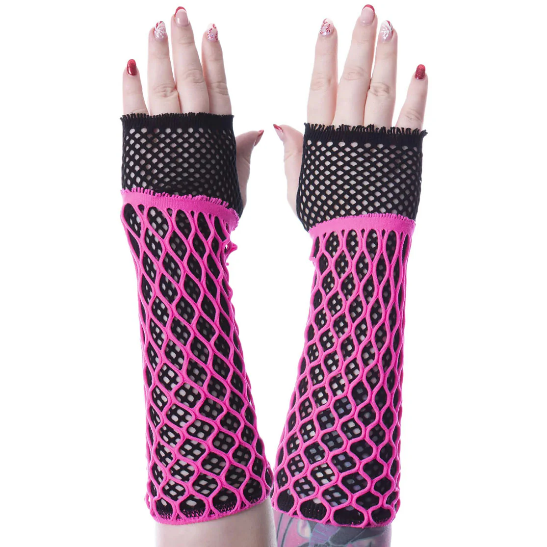 Lolita Mesh Glove Pink/Black - Image 4
