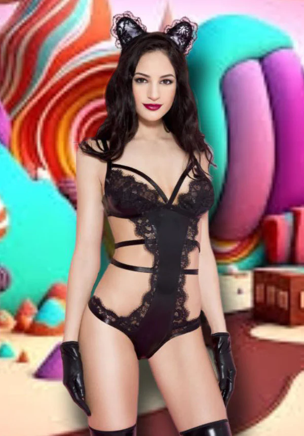 Music Legs Eyelash Lace And Wetlook Teddy - Image 2