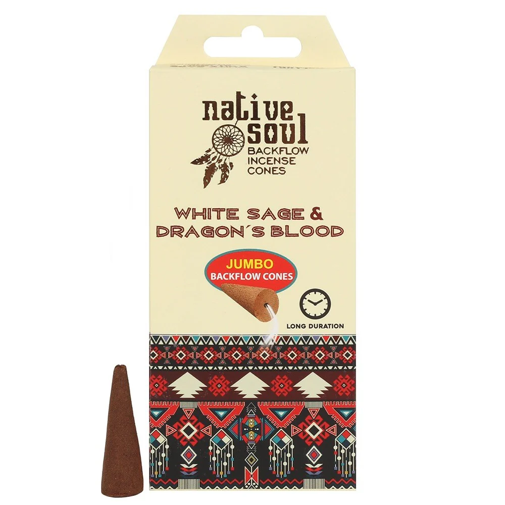 Native Soul White Sage and Dragons Blood Incense Backflow Cones - Image 4