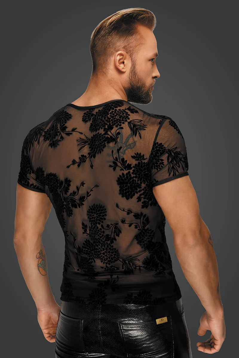 Noir Handmade Flock Embroidery T-Shirt - Image 3