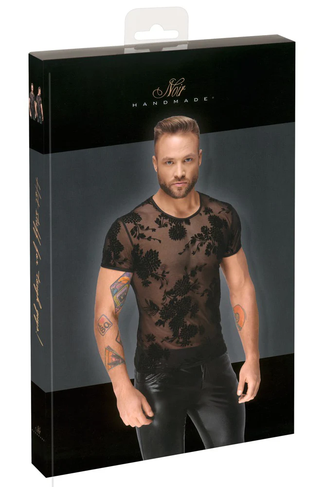 Noir Handmade Flock Embroidery T-Shirt - Image 4