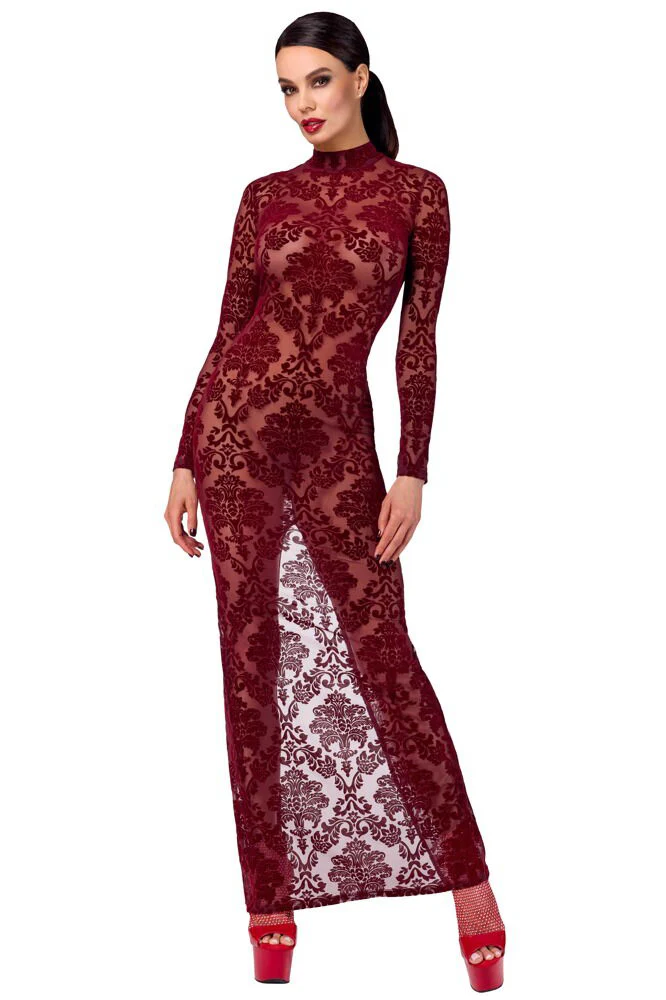 Noir Handmade Kink Royal Burgundy Dress - Image 3