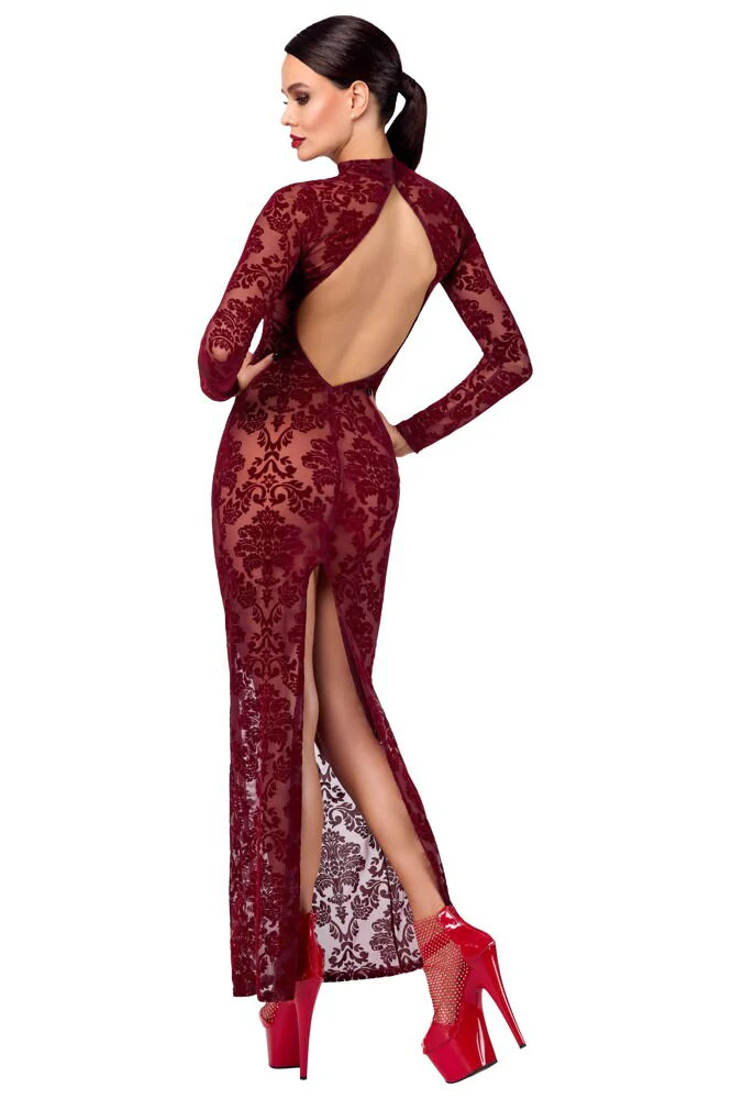 Noir Handmade Kink Royal Burgundy Dress - Image 4