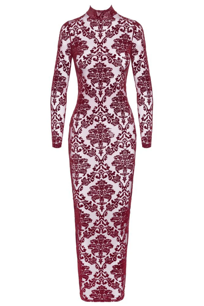 Noir Handmade Kink Royal Burgundy Dress - Image 7