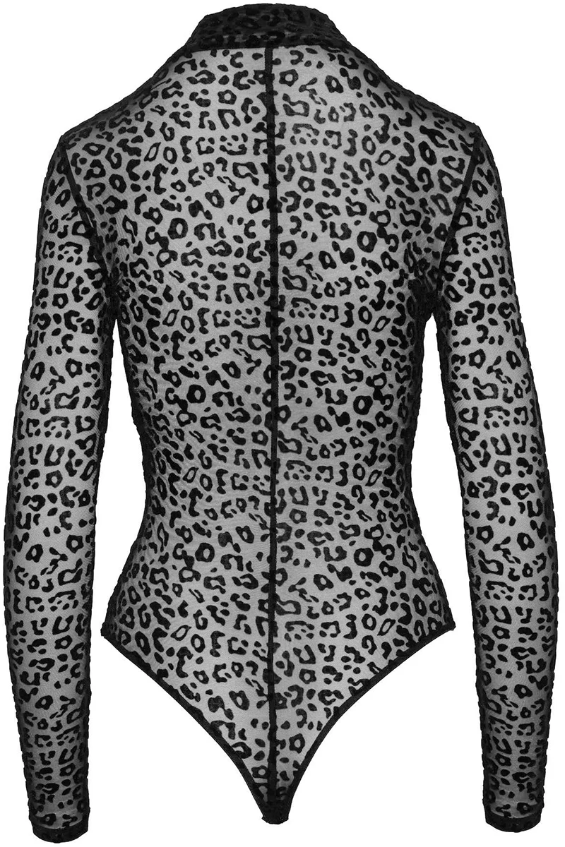 Noir Handmade Leopard Flock Bodysuit - Image 8