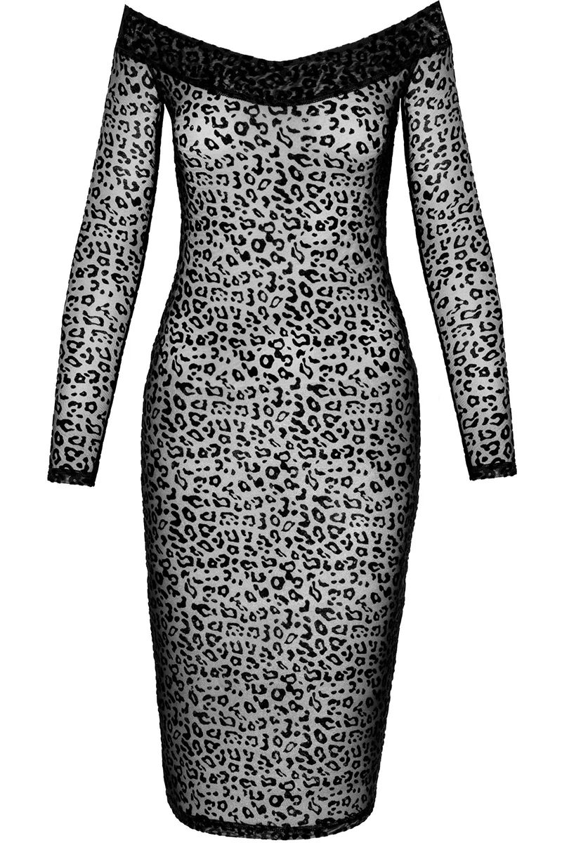 Noir Handmade Leopard Flock Midi Dress - Image 7