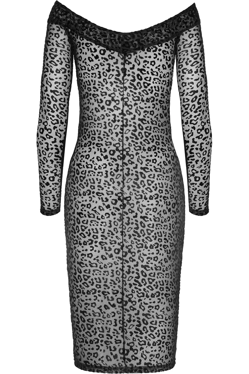 Noir Handmade Leopard Flock Midi Dress - Image 8