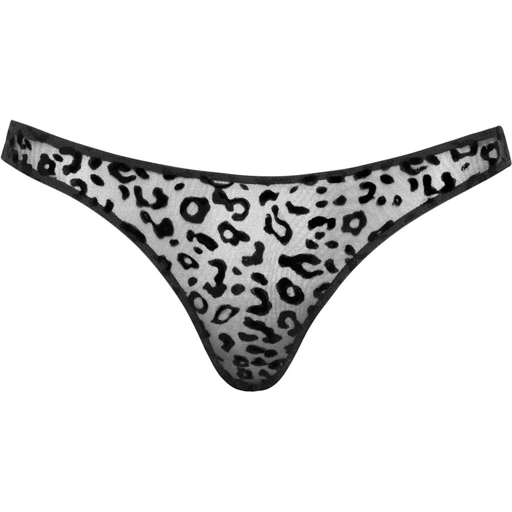 Noir Handmade Leopard Flock Thong - Image 3