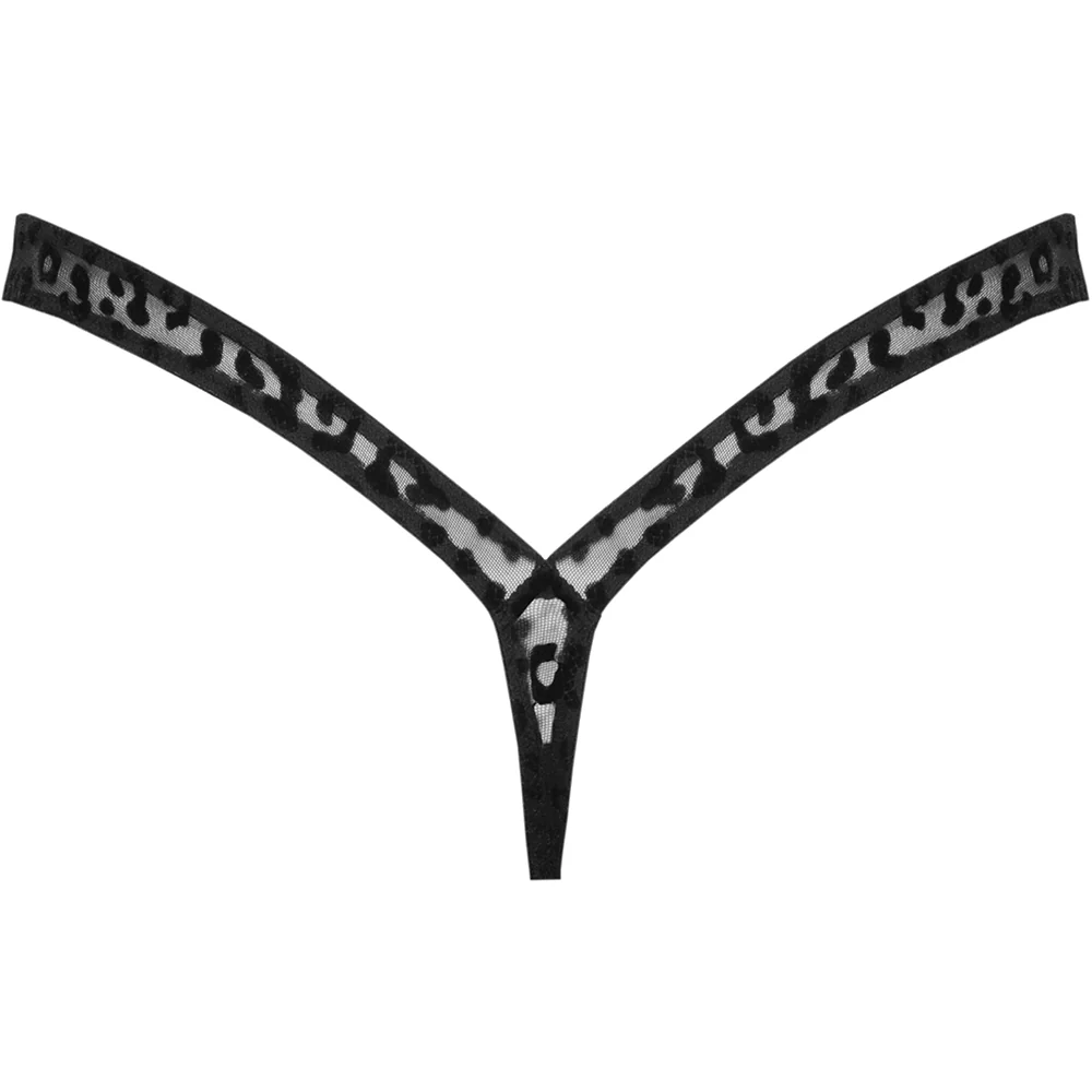 Noir Handmade Leopard Flock Thong - Image 4