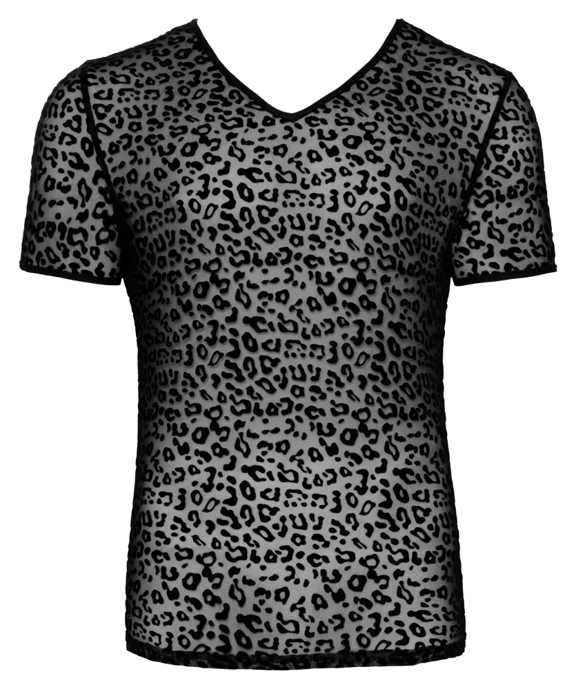 Noir Handmade Leopard Flock V-neck T-Shirt - Image 6