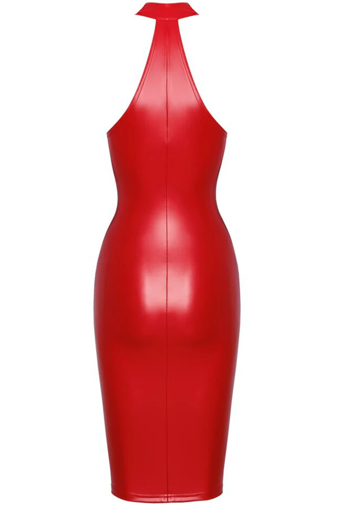 Noir Handmade Long Red Dress - Image 7