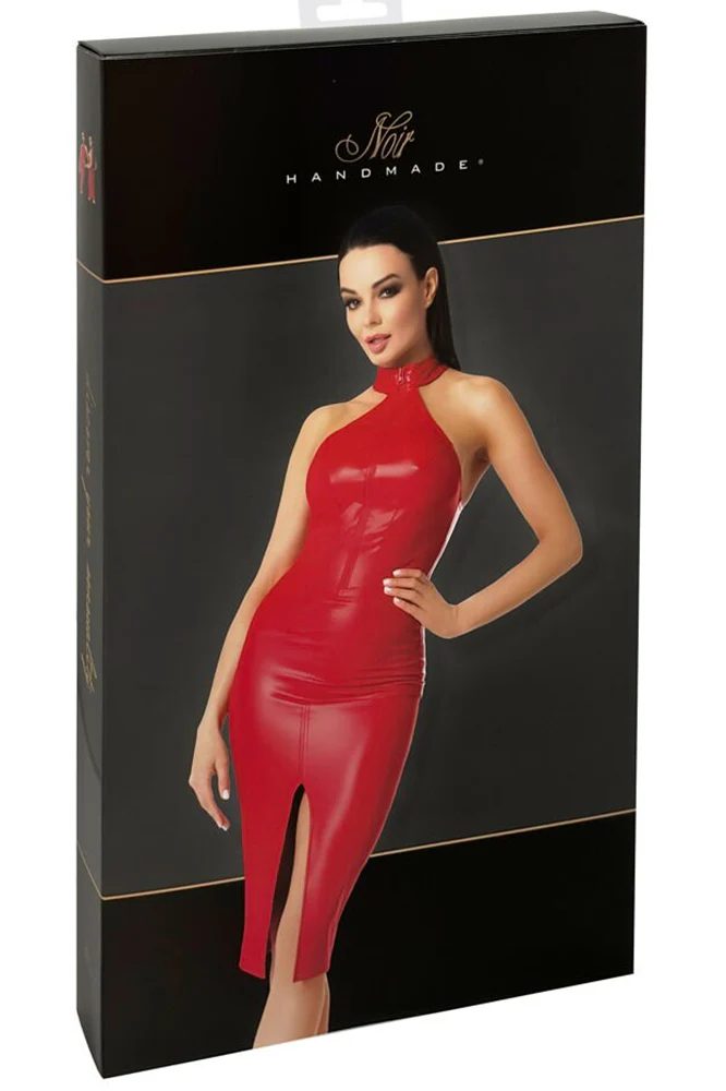 Noir Handmade Long Red Dress - Image 8