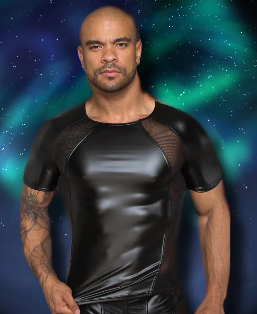 Noir Handmade Mens Wetlook Shirt - Image 2