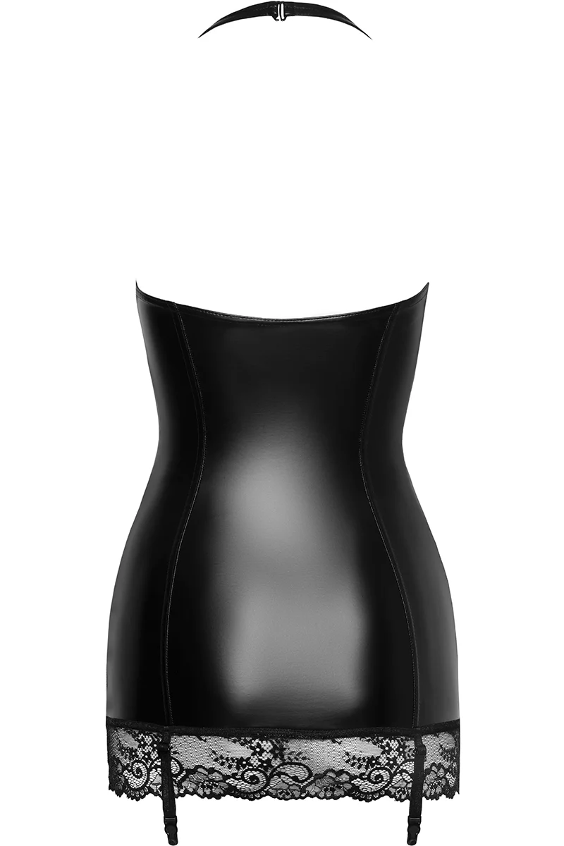 Noir Handmade Powerwetlook Lace Trim Mini Dress - Image 7
