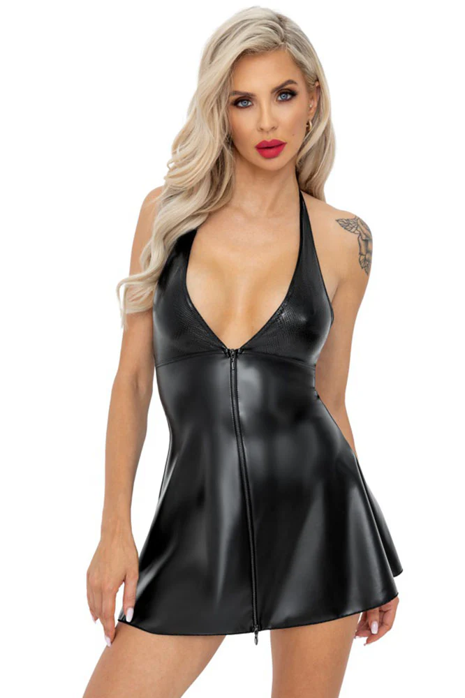 Noir Handmade Short Wetlook Dress - Image 3