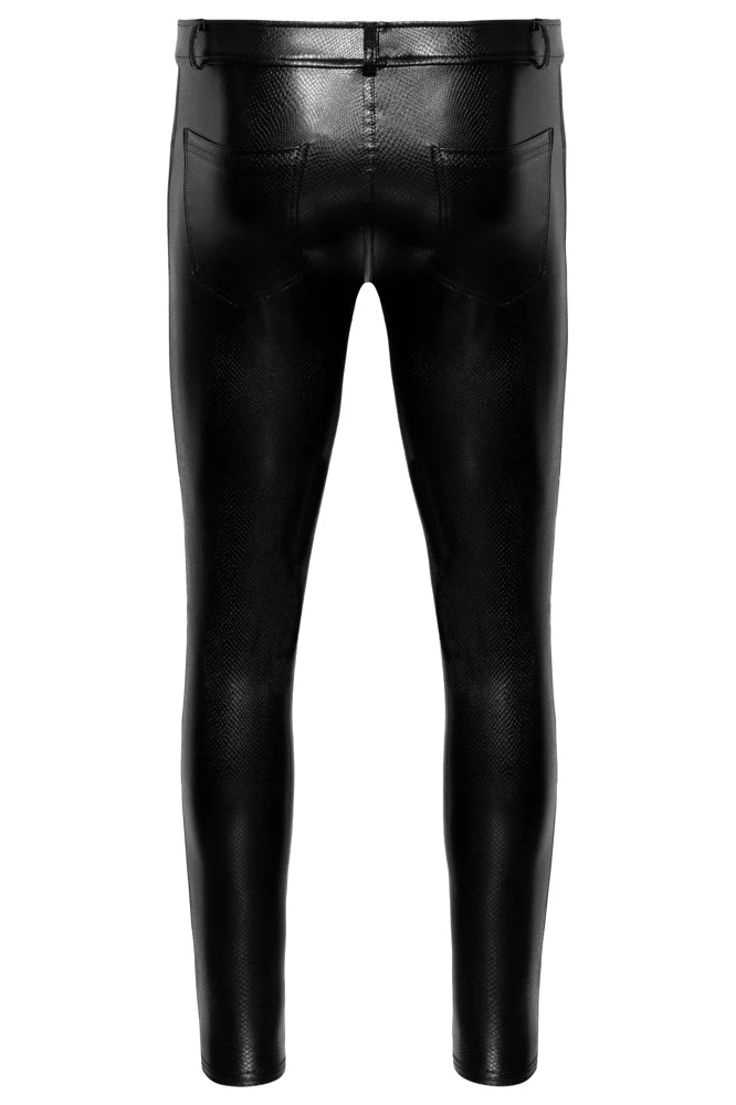 Noir Handmade Snake Skin Pattern Wetlook Trousers - Image 10