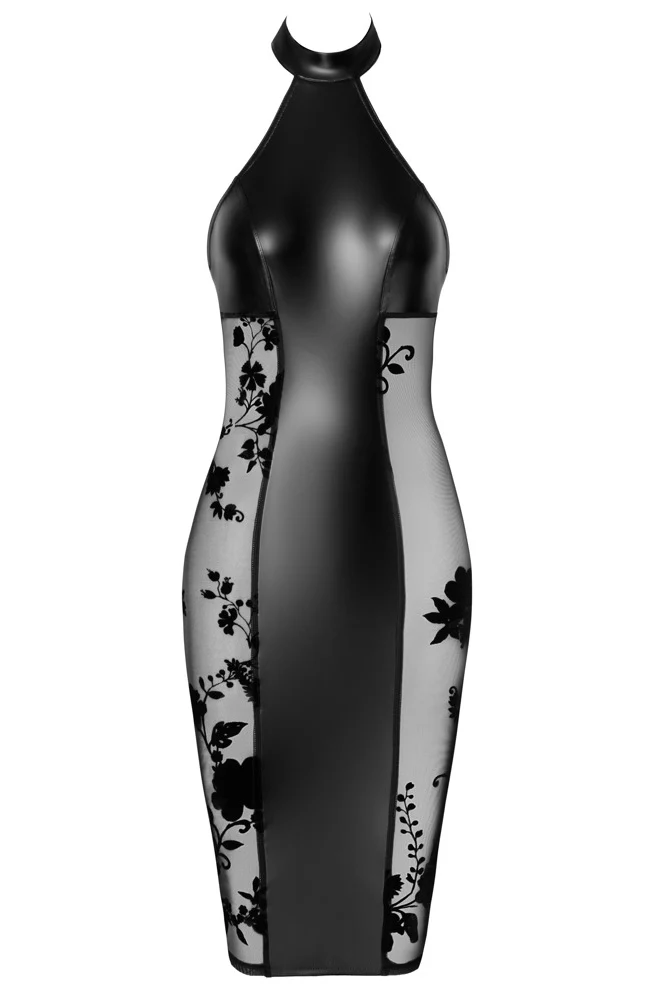Noir Handmade Velvet Flocked Powernet Dress - Image 6