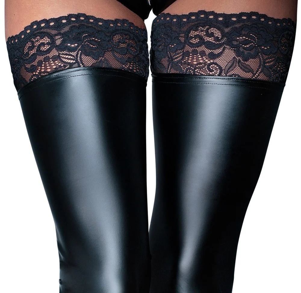 Noir Handmade Wetlook Stockings - Image 2