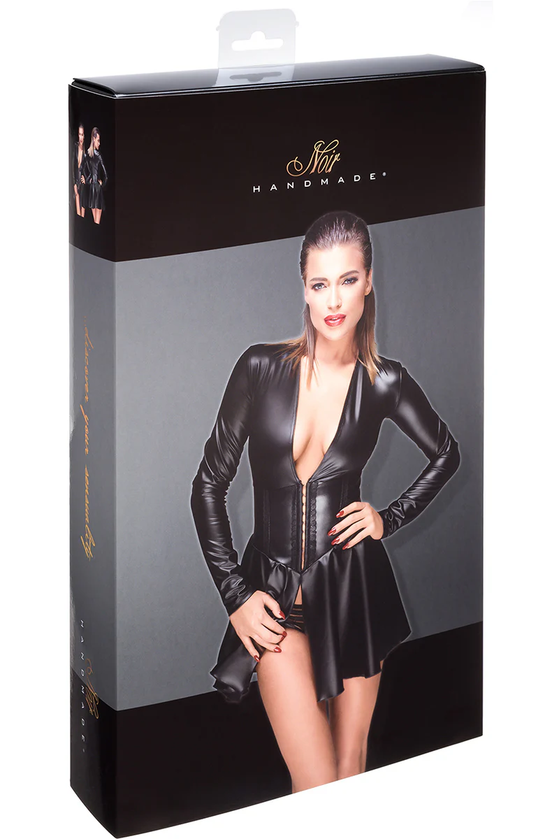 Noir Wetlook Dress Corset Style (XL) - Image 6