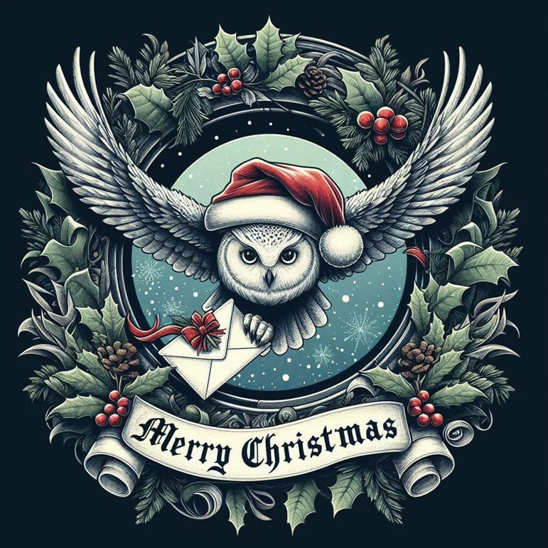 Oakhart Santa Owl Christmas Card - Image 2