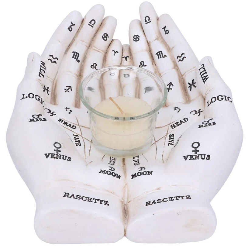Palmists Guide White Tealight Holder - Image 2