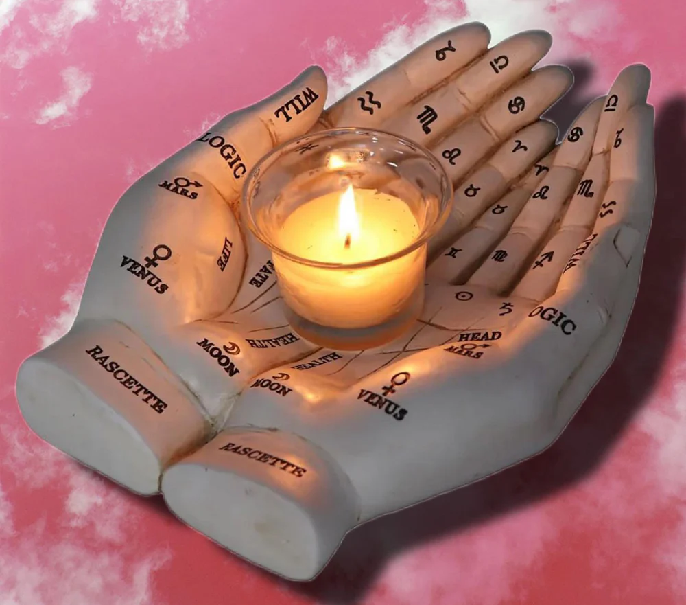 Palmists Guide White Tealight Holder - Image 3