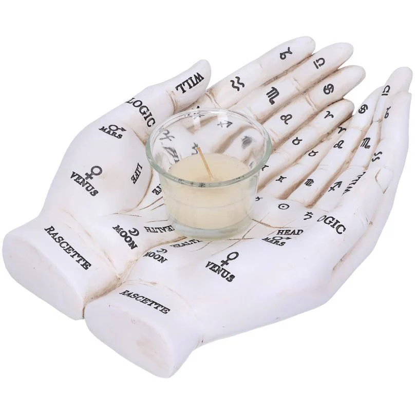 Palmists Guide White Tealight Holder - Image 5