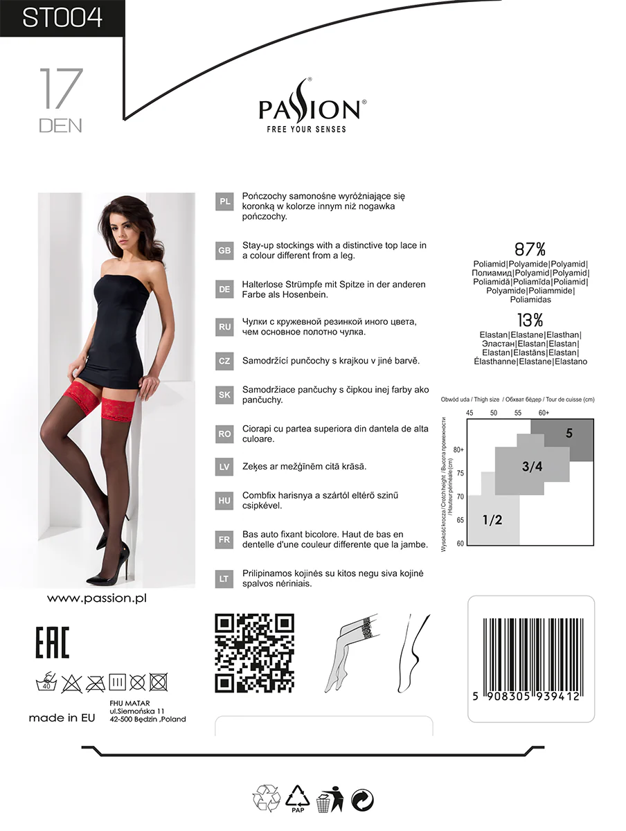 Passion Roso/Nero Red/Black Stockings ST004 (XS/S) - Image 4