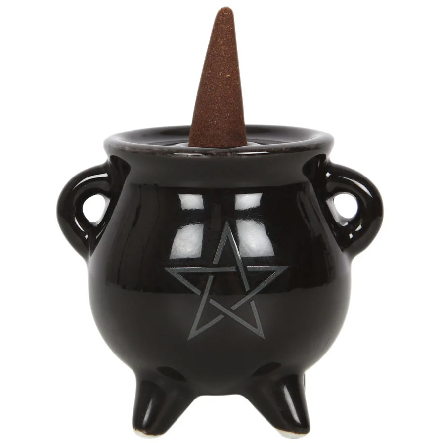Pentragram Cauldron Ceramic Incense Holder - Image 2