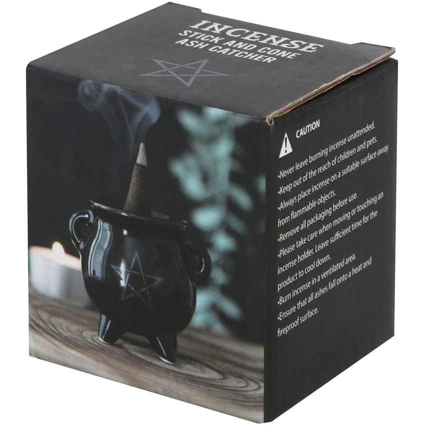 Pentragram Cauldron Ceramic Incense Holder - Image 4