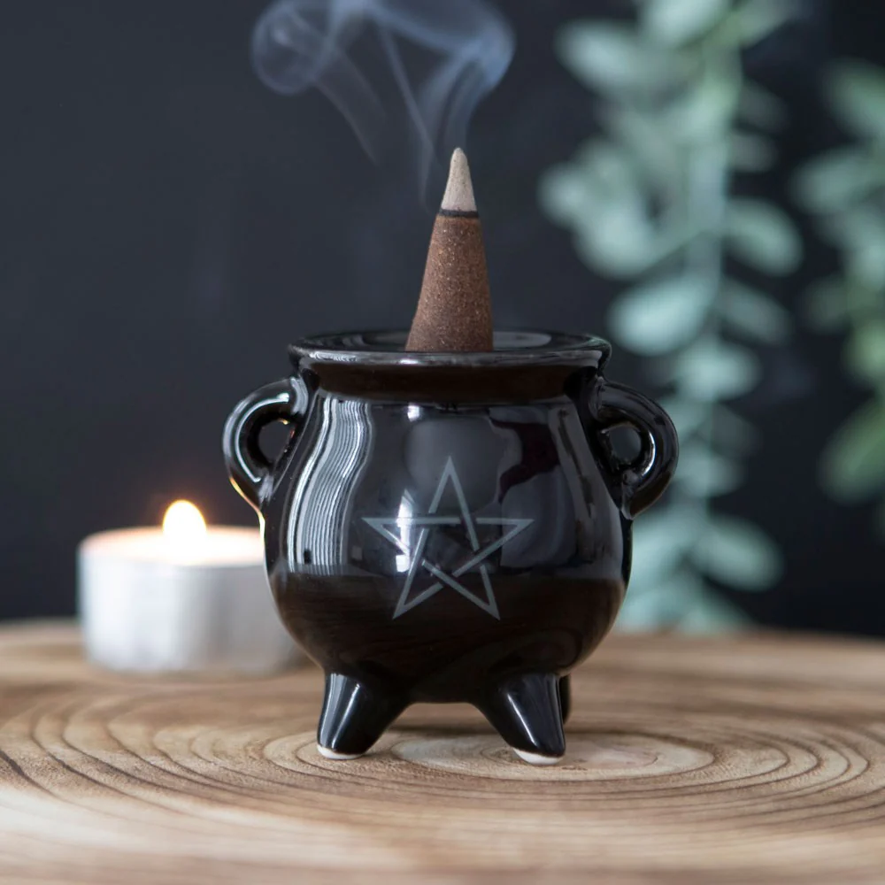 Pentragram Cauldron Ceramic Incense Holder - Image 5